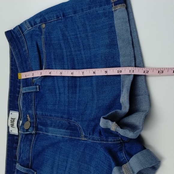 PAIGE jimmy jimmy short denim shorts size 30 midrise medium wash tacked cuff - Picture 7 of 12